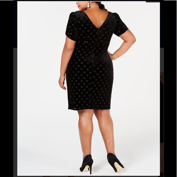 Betsy Johnson Plus Size Dot-print Sheath black,NWT - Picture 2 of 8